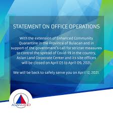 Metro manila mayors say govt to decide on ecq extension. Extended Ecq Closed Operations Apr 5 To 9 2021 Asian Land
