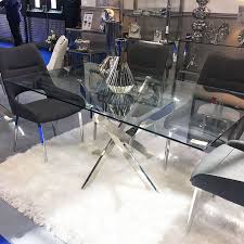 Aurelia Chrome And Glass Rectangular Dining Table 160cm Picture Perfect Home Glass Dining Room Table Glass Dining Table Decor Glass Dining Table Designs