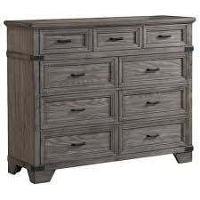Natural oak 4 drawer dresser, tall chest of drawers, wood storage cabinet with sturdy metal frame for bedroom and living room. Hawthorne Furniture Forge 9 Drawer Tall Dresser Only In Pewter Nebraska Furniture Mart