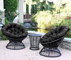 Espresso 3 Piece Papasan Chair Table Set With Black Cushions Big Lots In 2020 Wicker Swivel Chair Brown Outdoor Furniture Outdoor Papasan Chair