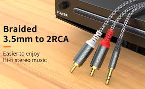 Amazon.com: MCSPER RCA to 3.5mm AUX Cable, (6.6 Feet) 3.5 mm 1/8 to RCA  2-Male Headphone Jack Adapter Splitter Premium Stereo Audio Cord for  Connects a Smartphone, Tablet, HDTV : Electronics