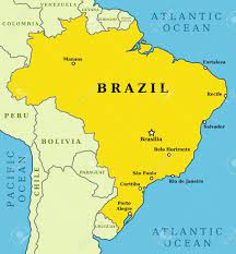 Brazylia, oficjalnie federacyjna republika brazylii (port. Mapa Brazylia Najbardziej Znaczacych Miast Duzych Miast Mapa Brazylia Ameryka Poludniowa Ameryka