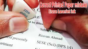 How do you remove ink from leather? Remove Erase Laserjet Printer Ink From Paper Correct A Mistake From Printed Paper Urdu Hindi Youtube