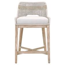 Theodore Modern Classic Grey Woven Fixed Cushion Mahogany Bar Stool White Counter Stools Counter Stools Furniture