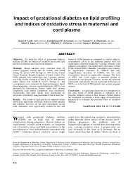 Pdf Impact Of Gestational Diabetes On Lipid Profiling And Indices Of Oxidative Stress In Maternal And Cord Plasma Abdulrahman M Al Senaidy Academia Edu