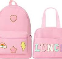 Bulyoou Set di zaino scolastico rosa per ragazze con zaino preppy book e  borsa per il pranzo con toppe in ciniglia, regalo per il rientro a scuola,  ...