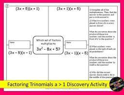Factoring Trinomials A 1 Discovery Activity In 2020 Factor Trinomials Maths Solutions Secondary Math