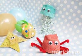 Meerestiere Aus Eierkarton Basteln Unterwasserparty Eierkarton Basteln Kunsthandwerk Fur Kinder Fische Basteln