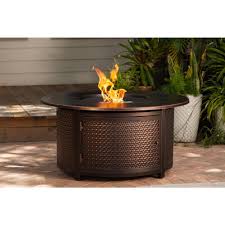 Fire Sense Leeward 44 In X 24 In Round Aluminum Propane Fire Pit Table In Antique Bronze With Vinyl Cover 62353 The Home Depot Propane Fire Pit Table Propane Fire Pit Fire Pit Table