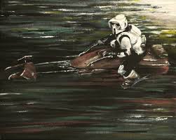 Star Wars Painting Biker Scout Speeder Bike Starwars Art Etsy Star Wars Painting Star Wars Art Art