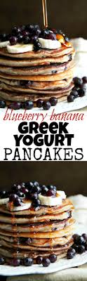 Add in whatever you like in pancakes! Blueberry Banana Greek Yogurt Pancakes Running With Spoons