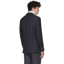 Nanushka Navy Japanese Linen Malvin Blazer Nanushka