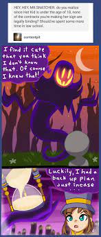 You Expect A Evil Soul Stealing Demon To Be Honest Or Something A Hat In Time Hat In Time Smug Hat Kid