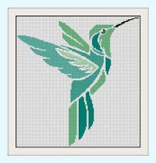 34h x 34w sample shown: Easy Hummingbird Cross Stitch Pattern Novocom Top