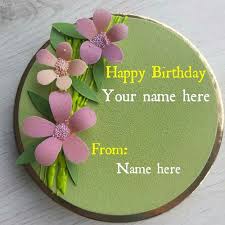 Name Birthday Cake For Sister In Law Flower Decorated Birthday Cake With Name Green Color Velvet Birthday Cake Birthday Cake Fo Cartoon Birthday Cake Twin Birthday Cakes Birthday Cake For Father