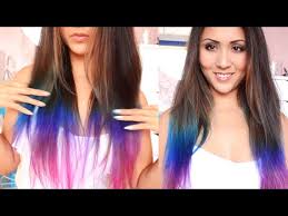 Dark purple hair color seems to work for most skin tones. Hair Dye Tutorial Pink Purple Blue Ombre Jubayna Youtube
