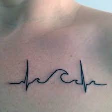 Black heartbeat with silhouette heart tattoo design. 50 Heartbeat Tattoo Designs For Men Electronic Pulse Ink Ideas