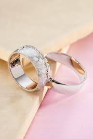 Unique Wedding Bands With Enamel Floral Wedding Bands Couple Etsy Unique Wedding Bands Rustic Wedding Rings White Gold Wedding Rings