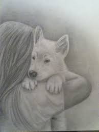 Graphite Drawing Of A Girl Holding A White German Shepherd Puppy Dog Pencil Drawing Animal Sketches Dog Drawing