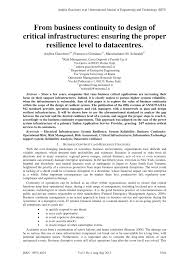 Pdf Open Access From Business Continuity To Design Of Critical Infrastructures Ensuring The Proper Resilience Level To Datacentres