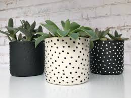 Black And White Pots Diy Made To Order Studded Handmade Ceramic Succulent Planter Etsy In 2020 Ceramic Succulent Planter Pottery Planters Small Planter