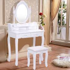 By nathan james (23) $ 219 99. Costway White Vanity Jewelry Makeup Dressing Table Stool 4 Drawer Dressers Aliexpress