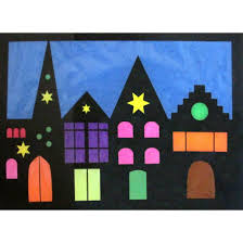 Bastelset Fensterbild Hauserreihe 4teilig Fensterbilder Weihnachten Basteln Fensterdeko Weihnachten Basteln Bastelsets