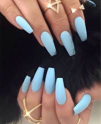 Light baby blue color nails. 32 Stunning And Trendy Matte Coffin Nails Design Blue Acrylic Nails Baby Blue Nails Fake Nails