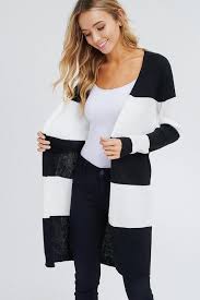 Black And White Striped Cardigan Black And White Cardigan In 2020 Black White Cardigans Striped Cardigan Black White Aesthetic
