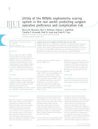 Morehide information on original article. Pdf Utility Of The Renal Nephrometry Scoring System In The Real World Predicting Surgeon Operative Preference And Complication Risk Andrew Lightfoot Academia Edu