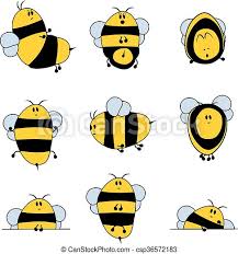 Here you can explore hq cute bumble bee transparent illustrations, icons and clipart with filter setting like size, type, color etc. Cute Bumble Bee Set Illustration Set Of 9 Cute Cartoon Bumble Bees Canstock