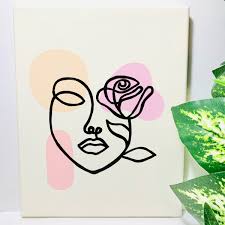 Make your wall with aesthetic face paint by numbers. Face Line Art Painting Minimalists Wall Art Line Art Acrylic Etsy