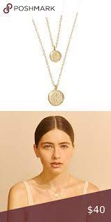 Double Coin Necklace Coin Necklace Womens Jewelry Necklace Necklace