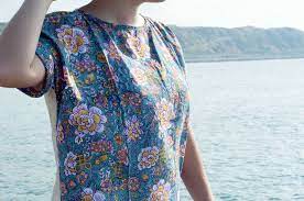 木刻印純棉上衣 印度棉blockprint上衣 手織布寬版tee 法式花朵 設計師omhandmade pinkoi fashion dresses cover up