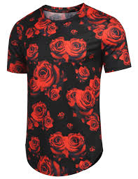 Jeans drawing fashion sketch template t shirt sewing pattern camisa floral polo shirt design japanese sewing patterns tech pack camisa polo golf shirts. Mens Hipster Hip Hop Ripped Round Hemline Rose Floral T Shirt Longline Curve Pattern Print T Shirt Buy Online In Antigua And Barbuda At Antigua Desertcart Com Productid 115449267