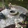 This contemporary patio design is a great place for entertaining, featuring a fire pit area surrounded by bench seating, accented by lush landscape. 1