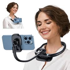 Neck Phone Holder Stand for Bed: Neckband Gooseneck Flexible Cellphone  Mount for iPhone
