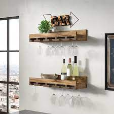 Bernardo Solid Wood Wall Mounted Wine Glass Rack Hanging Wine Glass Rack Wine Glass Shelf Wine Glass Rack