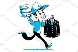 Delivery Of Laundry Vector Business Card Logo Laundry Delivery Man