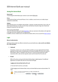 When transferring funds to another bank, you must always state the clearing number, followed by the account number, without extra characters like a hyphen, full stop or a space. Seb Internet Bank User Manual Manualzz