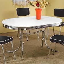 Retro Oval Dining Table White And Chrome Walmart Com In 2020 Oval Table Dining Retro Dining Table Retro Kitchen Tables