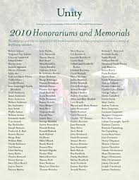 2010 Honorariums and Memorials