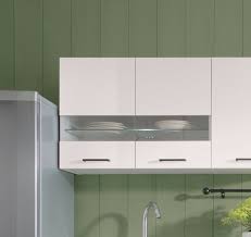 Doors for wall glass units (silver frame). White Low Gloss Display Glass Kitchen Wall Cabinet Unit Led Light 80cm Junona 5900211646972 Ebay