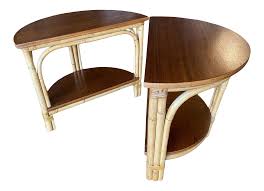 Support you sofa with it by making it a diy pallet side table in your living room or make it hold your night supporting material and conveniences as it will also be much functional if you use it as. Restored Vintage 1950s Half Round Rattan Side Tables A Pair Chairish