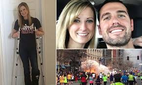 Boston bombing victim Rebekah Gregory finally stands