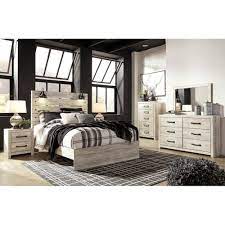 Find a great selection of bedroom sets at nfm! Signature Design By Ashley Cambeck 4 Piece Queen Bed Set In Whitewash With Lighting Nebraska Furniture Mart
