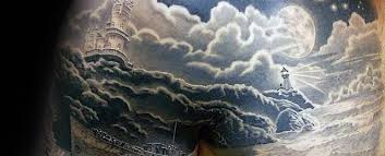 My village buildings are handmade. 50 Cloud Chest Tattoos For Men Blue Sky Ink Design Ideas