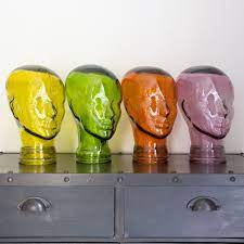 Coloured Glass Head Display Stand Head Display Glass Decor Recycled Glass