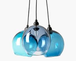 Blue Glass Lighting Cluster Hand Blown Glass Pendant Lights Etsy
