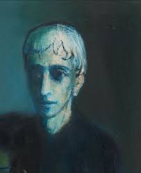 Bill Sawyer Modernist Oil, Man at Table sold at auction